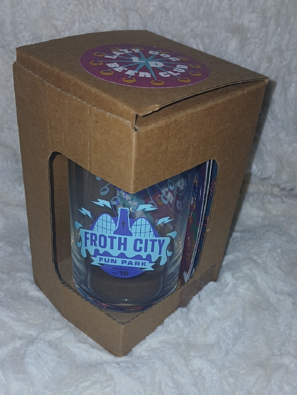 Lazy Dog Froth City Fun Park Glass Tumbler - Blue & Teal Logo